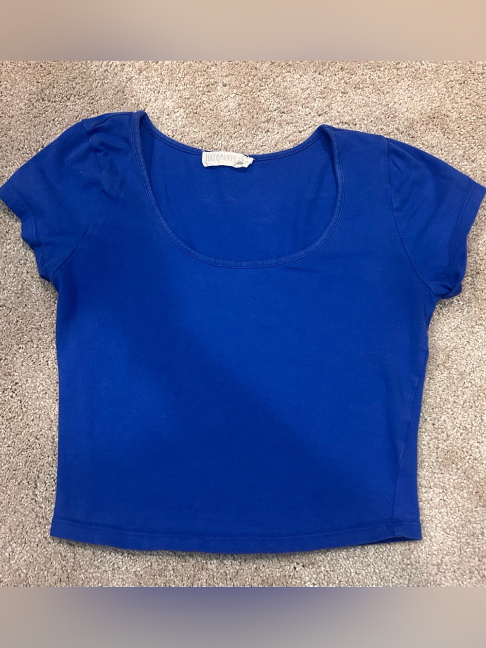 Women's Hatopants Royal Blue Scoop Neck Crop Top Sz. Small